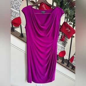 Ralph Lauren Fuchsia Draped Midi Dress